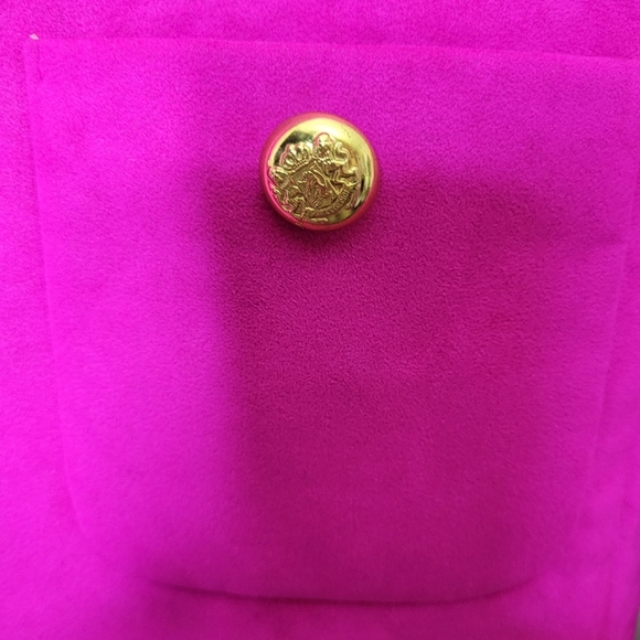 Herbert Grossman Vintage Skirt Suit Magenta Pink Suede Ladylike 80s Size 12 USA - Picture 3 of 13